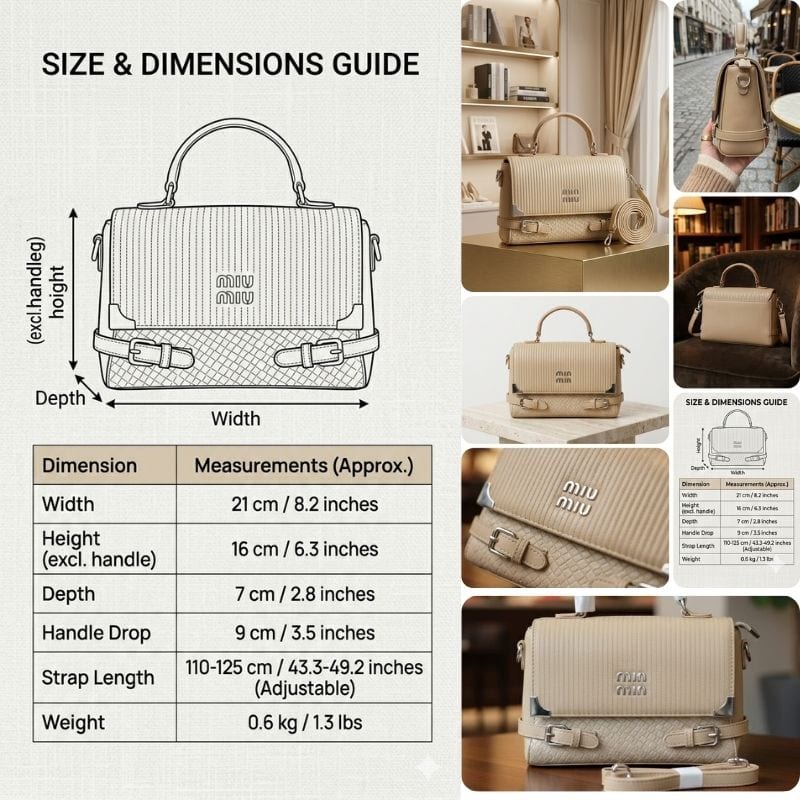 Min Leather Sling Bag - 9 x 6 Inches, Elegant Beige, Premium Leather Crossbody