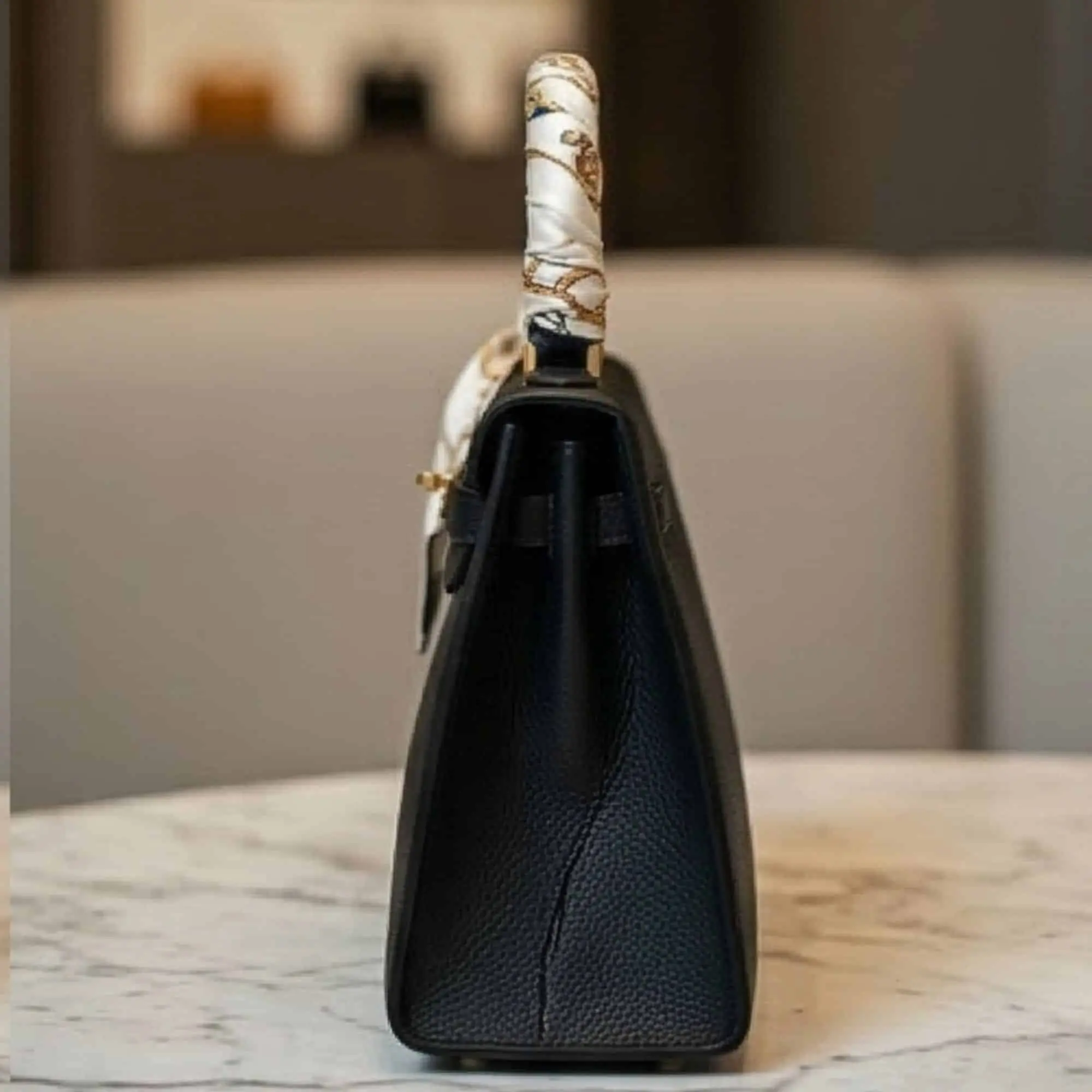 Structured Black Top-Handle Handbag