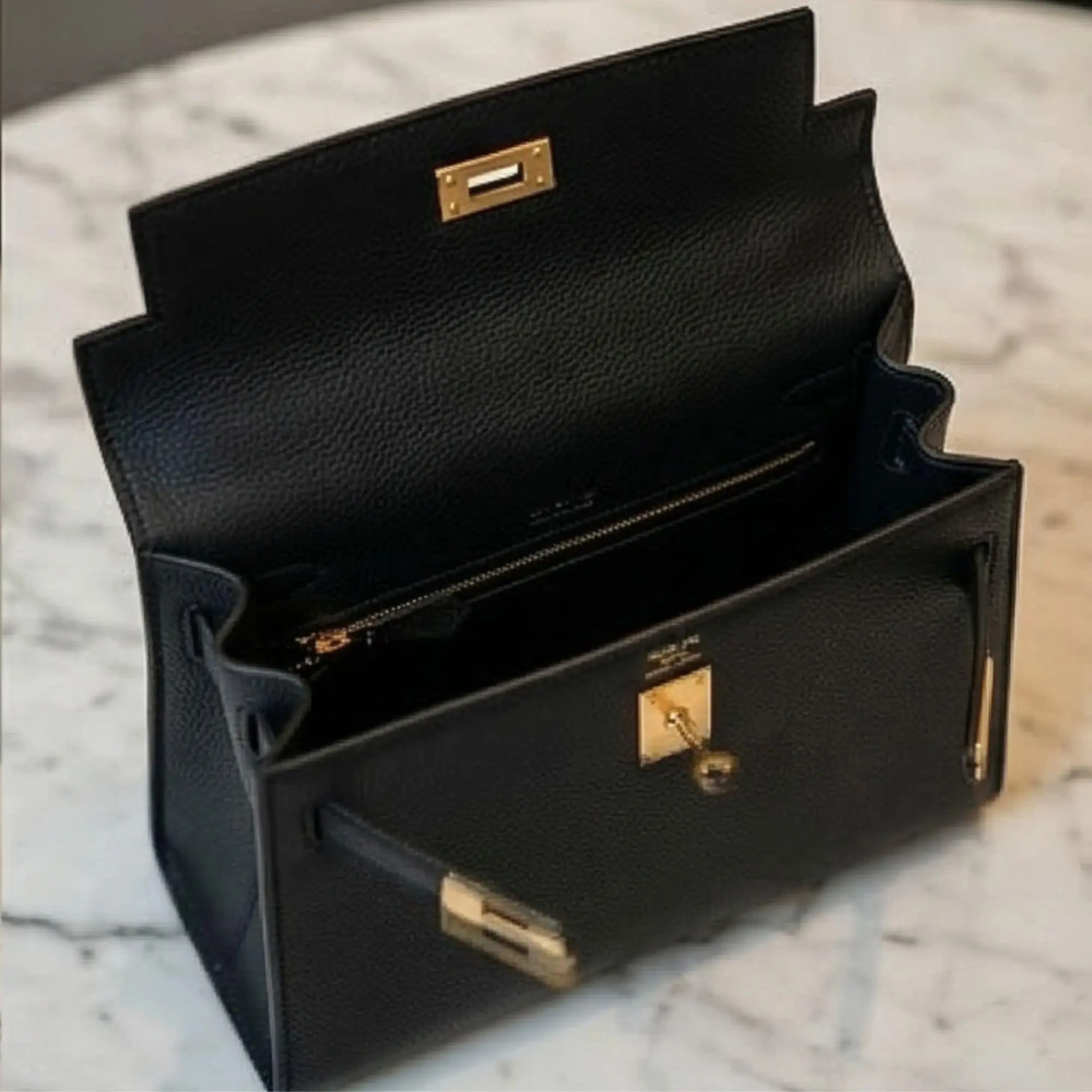 Structured Black Top-Handle Handbag