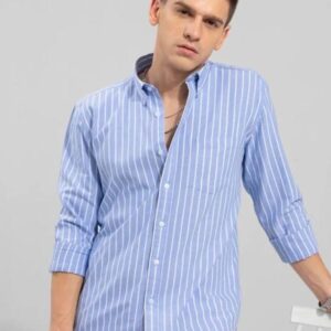 U Turn Men’s Casual Printed Shirt – Sky Blue & White | Stylish, Comfortable, and Versatile | Available in S/M/XL