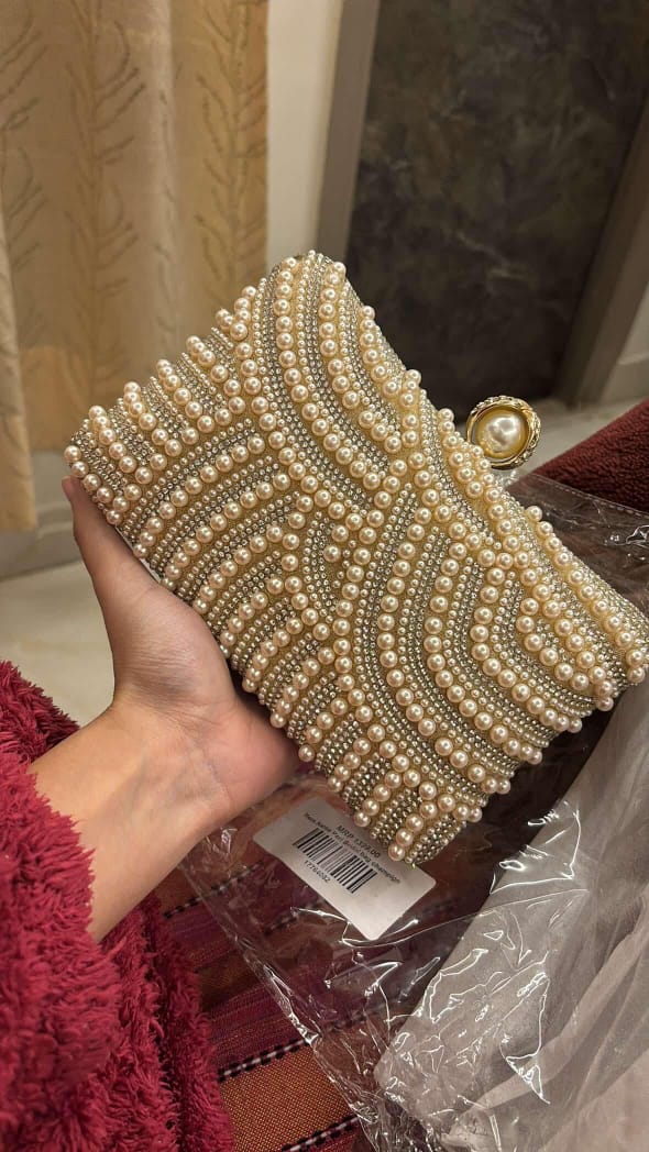 Luxury Pearl Beaded Clutch Handbag for Women