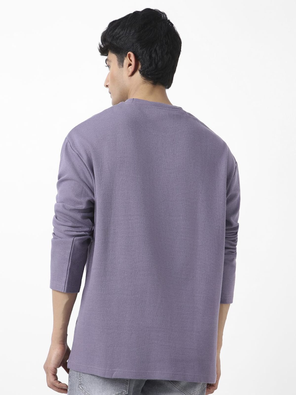 Men Solid Round Neck Pure Cotton Purple T-Shirt