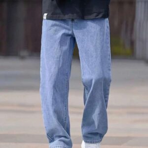 Men’s Straight-Fit Mid-Rise Light Blue Jeans