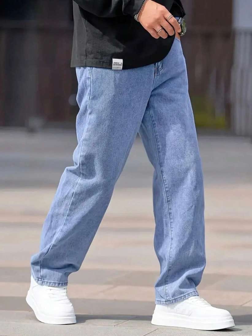 Men’s Straight-Fit Mid-Rise Light Blue Jeans