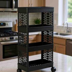 3-Tier Plastic Kitchen Trolley — Rolling Storage Cart