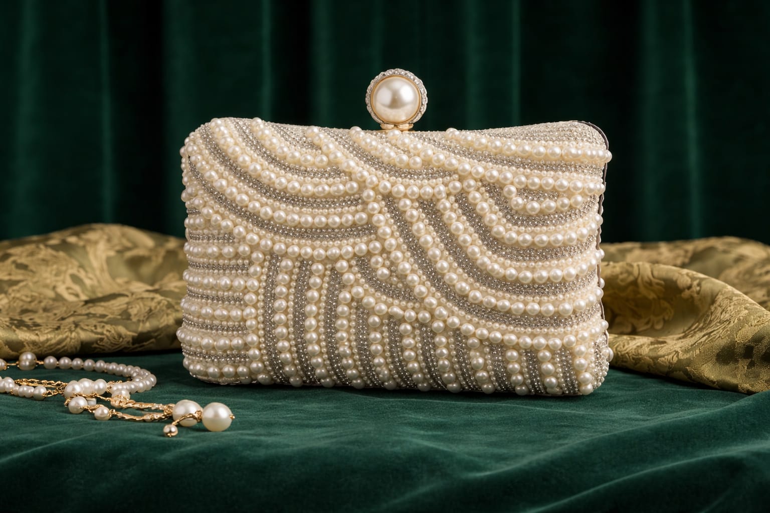 Luxury Pearl Beaded Clutch Handbag for Women