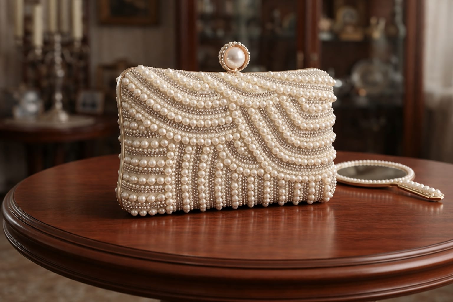 Luxury Pearl Beaded Clutch Handbag for Women