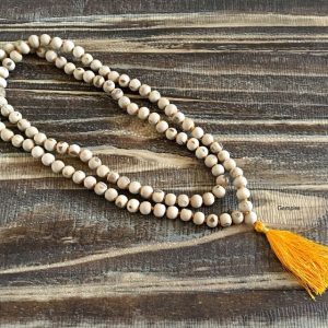 Premium Tulsi Mala 108 Beads – Natural Holy Basil Wood Jap Mala for Meditation, Prayer & Spiritual Healing |