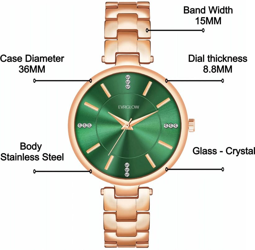Generic Men's Analog Watch with Green Sunburst Dial and Gold Plated Stainless Steel Bracelet | Roman Numeral Hour Markers | 40.5mm Case | 30M Water Resistant | Formal and Casual Wear Watch for Men